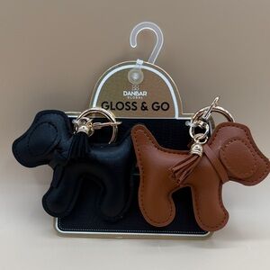Gloss & Go Dog Keychain Set - Black and Brown NWT